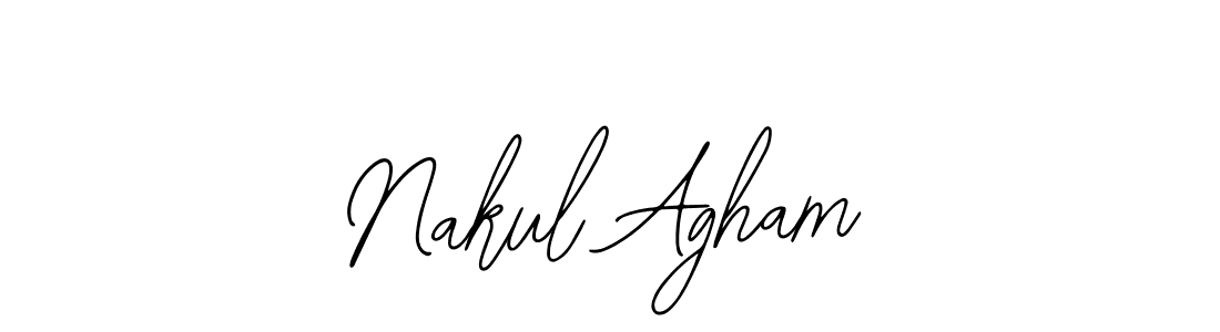 You should practise on your own different ways (Bearetta-2O07w) to write your name (Nakul Agham) in signature. don't let someone else do it for you. Nakul Agham signature style 12 images and pictures png