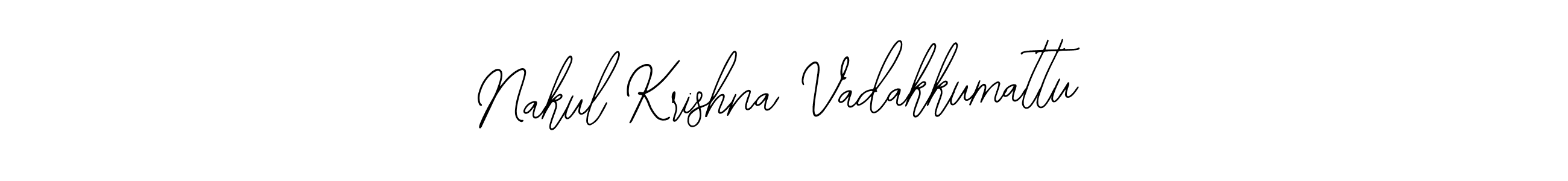 How to make Nakul Krishna Vadakkumattu name signature. Use Bearetta-2O07w style for creating short signs online. This is the latest handwritten sign. Nakul Krishna Vadakkumattu signature style 12 images and pictures png