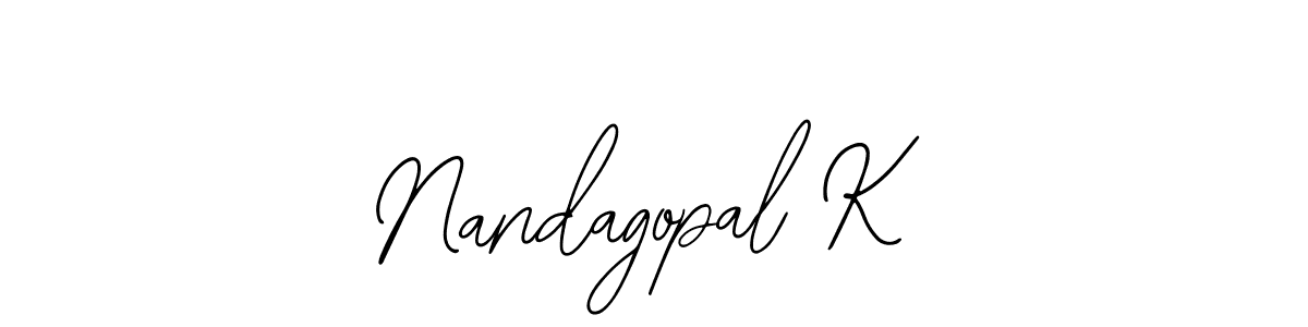 You should practise on your own different ways (Bearetta-2O07w) to write your name (Nandagopal K) in signature. don't let someone else do it for you. Nandagopal K signature style 12 images and pictures png