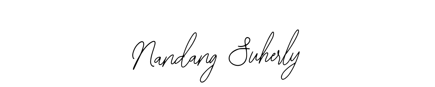 The best way (Bearetta-2O07w) to make a short signature is to pick only two or three words in your name. The name Nandang Suherly include a total of six letters. For converting this name. Nandang Suherly signature style 12 images and pictures png