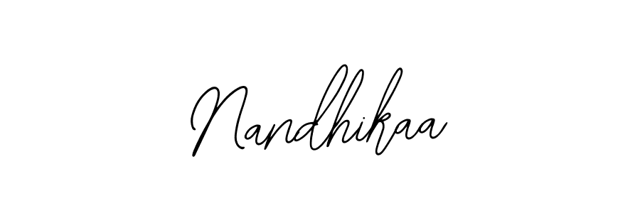 Use a signature maker to create a handwritten signature online. With this signature software, you can design (Bearetta-2O07w) your own signature for name Nandhikaa. Nandhikaa signature style 12 images and pictures png