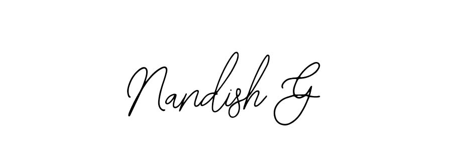 Use a signature maker to create a handwritten signature online. With this signature software, you can design (Bearetta-2O07w) your own signature for name Nandish G. Nandish G signature style 12 images and pictures png