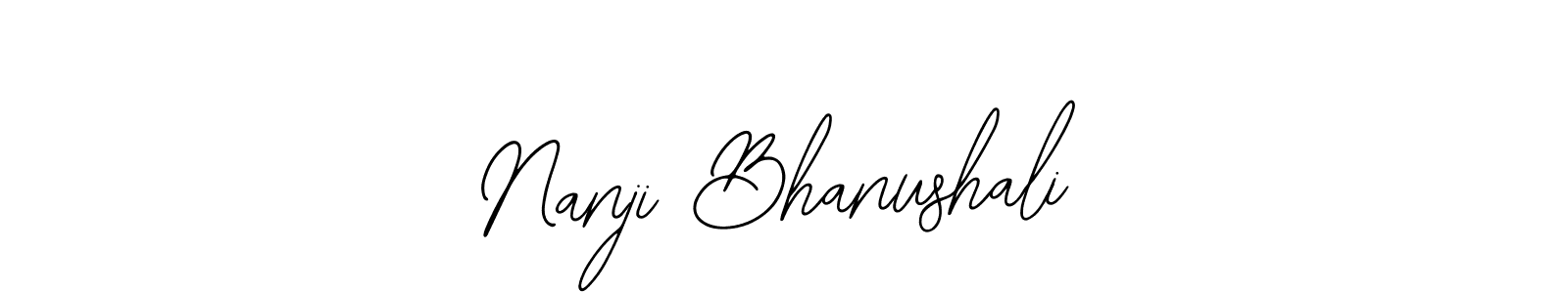 Bearetta-2O07w is a professional signature style that is perfect for those who want to add a touch of class to their signature. It is also a great choice for those who want to make their signature more unique. Get Nanji Bhanushali name to fancy signature for free. Nanji Bhanushali signature style 12 images and pictures png