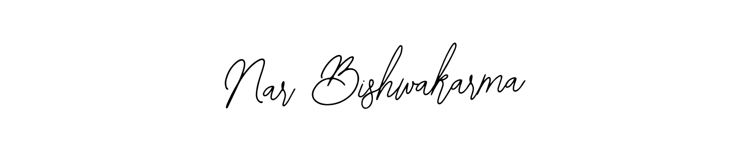 How to make Nar Bishwakarma name signature. Use Bearetta-2O07w style for creating short signs online. This is the latest handwritten sign. Nar Bishwakarma signature style 12 images and pictures png