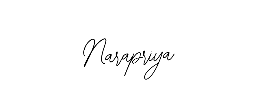 Design your own signature with our free online signature maker. With this signature software, you can create a handwritten (Bearetta-2O07w) signature for name Narapriya. Narapriya signature style 12 images and pictures png