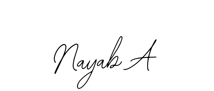 How to make Nayab A name signature. Use Bearetta-2O07w style for creating short signs online. This is the latest handwritten sign. Nayab A signature style 12 images and pictures png