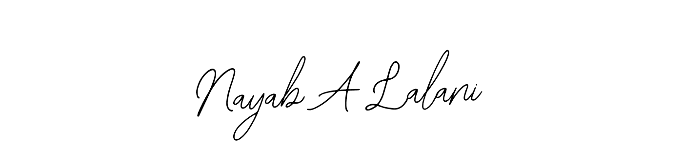 This is the best signature style for the Nayab A Lalani name. Also you like these signature font (Bearetta-2O07w). Mix name signature. Nayab A Lalani signature style 12 images and pictures png