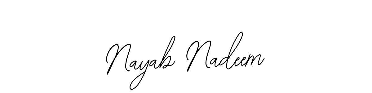 Bearetta-2O07w is a professional signature style that is perfect for those who want to add a touch of class to their signature. It is also a great choice for those who want to make their signature more unique. Get Nayab Nadeem name to fancy signature for free. Nayab Nadeem signature style 12 images and pictures png