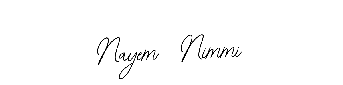 The best way (Bearetta-2O07w) to make a short signature is to pick only two or three words in your name. The name Nayem  Nimmi include a total of six letters. For converting this name. Nayem  Nimmi signature style 12 images and pictures png