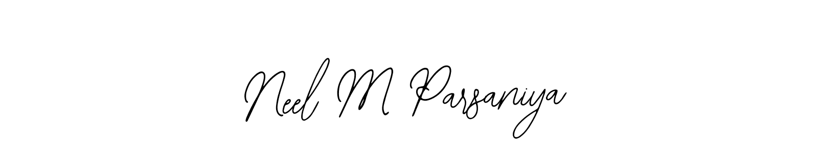 The best way (Bearetta-2O07w) to make a short signature is to pick only two or three words in your name. The name Neel M Parsaniya include a total of six letters. For converting this name. Neel M Parsaniya signature style 12 images and pictures png