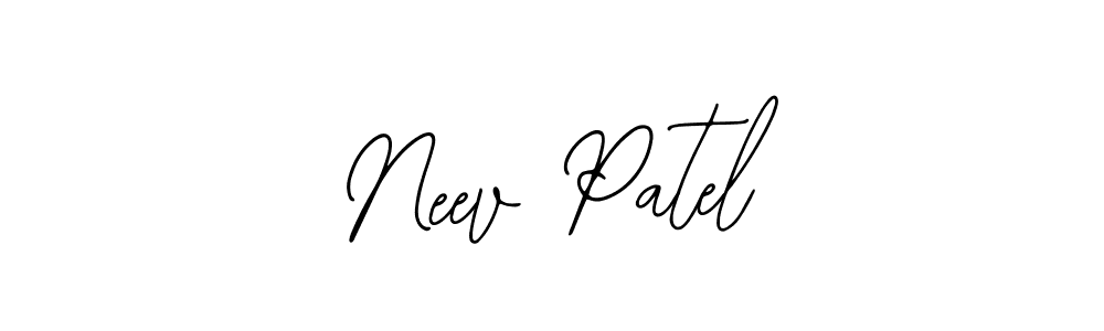 Similarly Bearetta-2O07w is the best handwritten signature design. Signature creator online .You can use it as an online autograph creator for name Neev Patel. Neev Patel signature style 12 images and pictures png