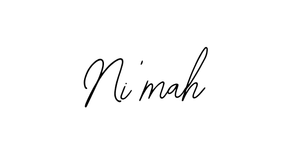 Use a signature maker to create a handwritten signature online. With this signature software, you can design (Bearetta-2O07w) your own signature for name Ni'mah. Ni'mah signature style 12 images and pictures png