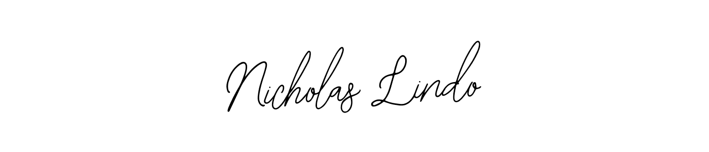 How to make Nicholas Lindo name signature. Use Bearetta-2O07w style for creating short signs online. This is the latest handwritten sign. Nicholas Lindo signature style 12 images and pictures png