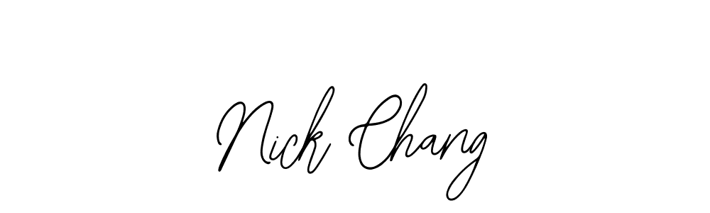 Use a signature maker to create a handwritten signature online. With this signature software, you can design (Bearetta-2O07w) your own signature for name Nick Chang. Nick Chang signature style 12 images and pictures png