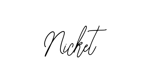 Use a signature maker to create a handwritten signature online. With this signature software, you can design (Bearetta-2O07w) your own signature for name Nicket. Nicket signature style 12 images and pictures png