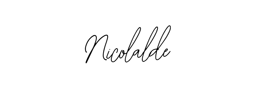 Bearetta-2O07w is a professional signature style that is perfect for those who want to add a touch of class to their signature. It is also a great choice for those who want to make their signature more unique. Get Nicolalde name to fancy signature for free. Nicolalde signature style 12 images and pictures png