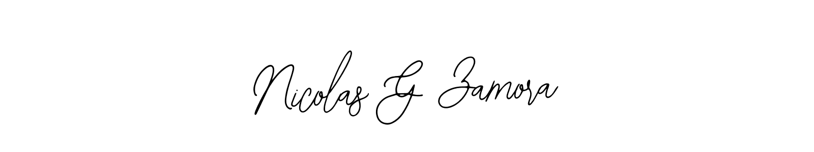 You should practise on your own different ways (Bearetta-2O07w) to write your name (Nicolas G Zamora) in signature. don't let someone else do it for you. Nicolas G Zamora signature style 12 images and pictures png
