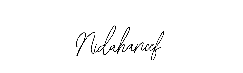 How to make Nidahaneef name signature. Use Bearetta-2O07w style for creating short signs online. This is the latest handwritten sign. Nidahaneef signature style 12 images and pictures png