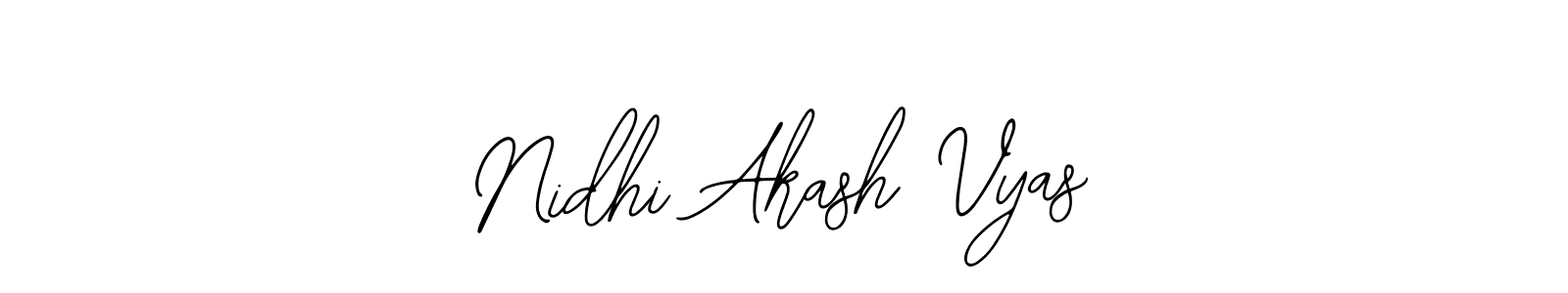 The best way (Bearetta-2O07w) to make a short signature is to pick only two or three words in your name. The name Nidhi Akash Vyas include a total of six letters. For converting this name. Nidhi Akash Vyas signature style 12 images and pictures png