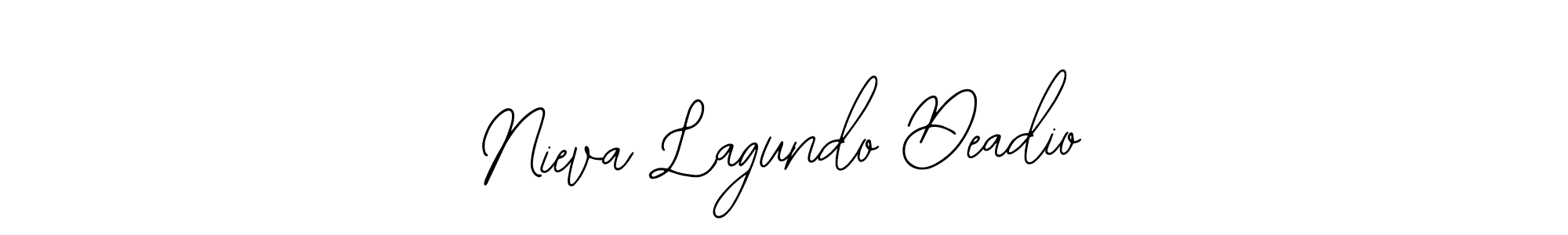 Make a short Nieva Lagundo Deadio signature style. Manage your documents anywhere anytime using Bearetta-2O07w. Create and add eSignatures, submit forms, share and send files easily. Nieva Lagundo Deadio signature style 12 images and pictures png
