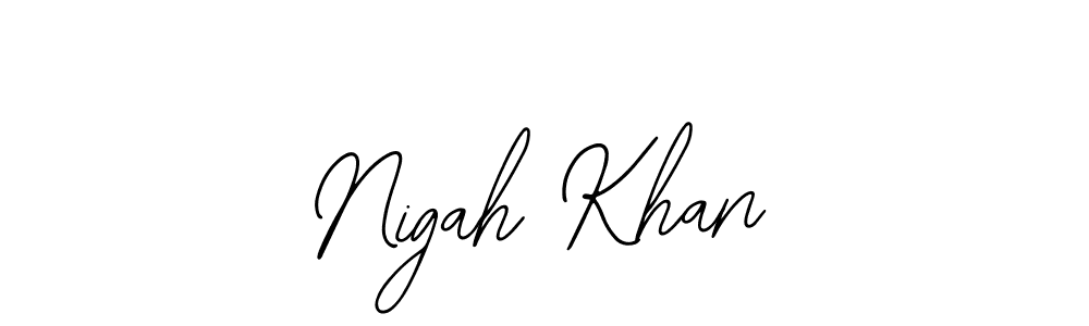 Bearetta-2O07w is a professional signature style that is perfect for those who want to add a touch of class to their signature. It is also a great choice for those who want to make their signature more unique. Get Nigah Khan name to fancy signature for free. Nigah Khan signature style 12 images and pictures png