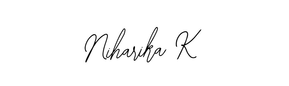 How to make Niharika K name signature. Use Bearetta-2O07w style for creating short signs online. This is the latest handwritten sign. Niharika K signature style 12 images and pictures png