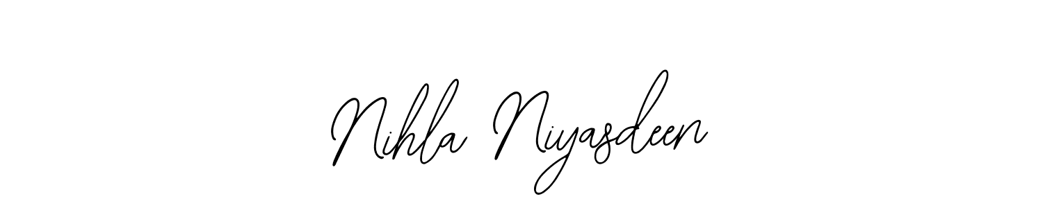 This is the best signature style for the Nihla Niyasdeen name. Also you like these signature font (Bearetta-2O07w). Mix name signature. Nihla Niyasdeen signature style 12 images and pictures png