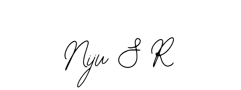 How to make Niju S R name signature. Use Bearetta-2O07w style for creating short signs online. This is the latest handwritten sign. Niju S R signature style 12 images and pictures png