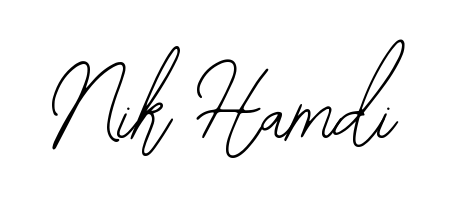 The best way (Bearetta-2O07w) to make a short signature is to pick only two or three words in your name. For converting this name Nik Hamdi. Nik Hamdi signature style 12 images and pictures png