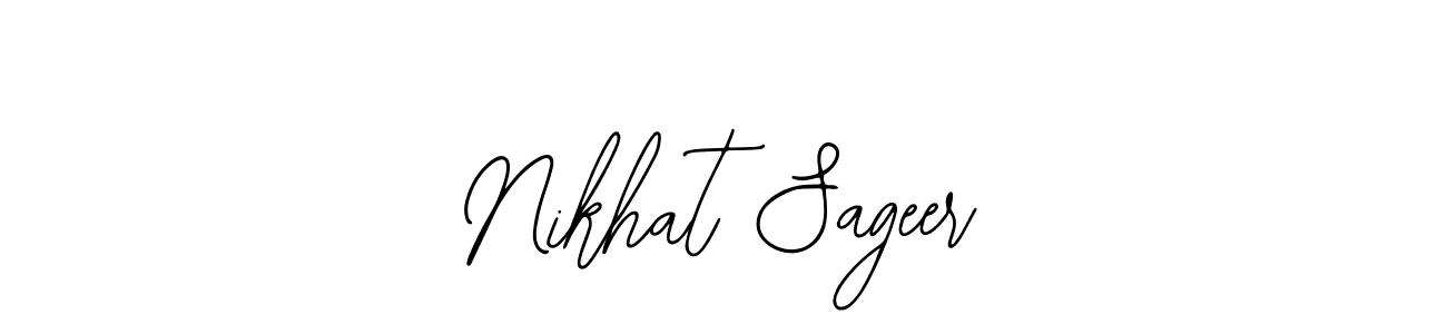 The best way (Bearetta-2O07w) to make a short signature is to pick only two or three words in your name. The name Nikhat Sageer include a total of six letters. For converting this name. Nikhat Sageer signature style 12 images and pictures png