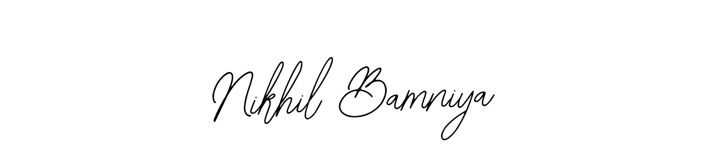 The best way (Bearetta-2O07w) to make a short signature is to pick only two or three words in your name. The name Nikhil Bamniya include a total of six letters. For converting this name. Nikhil Bamniya signature style 12 images and pictures png