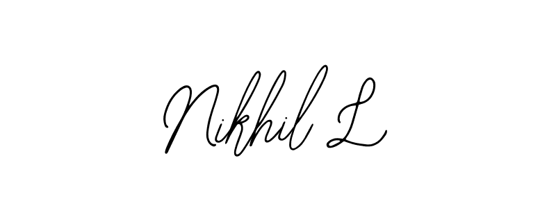 This is the best signature style for the Nikhil L name. Also you like these signature font (Bearetta-2O07w). Mix name signature. Nikhil L signature style 12 images and pictures png