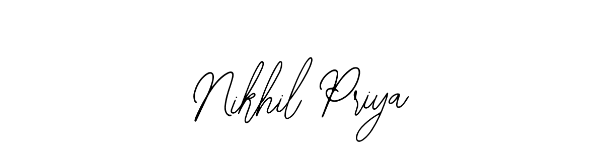 How to make Nikhil Priya name signature. Use Bearetta-2O07w style for creating short signs online. This is the latest handwritten sign. Nikhil Priya signature style 12 images and pictures png