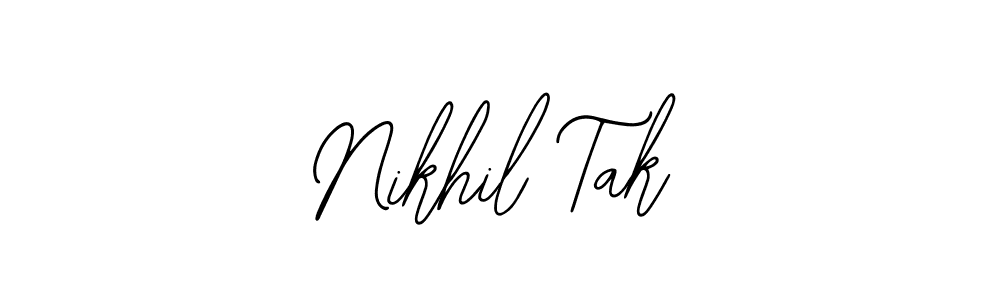 if you are searching for the best signature style for your name Nikhil Tak. so please give up your signature search. here we have designed multiple signature styles  using Bearetta-2O07w. Nikhil Tak signature style 12 images and pictures png