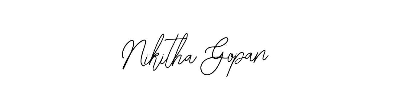 You should practise on your own different ways (Bearetta-2O07w) to write your name (Nikitha Gopan) in signature. don't let someone else do it for you. Nikitha Gopan signature style 12 images and pictures png