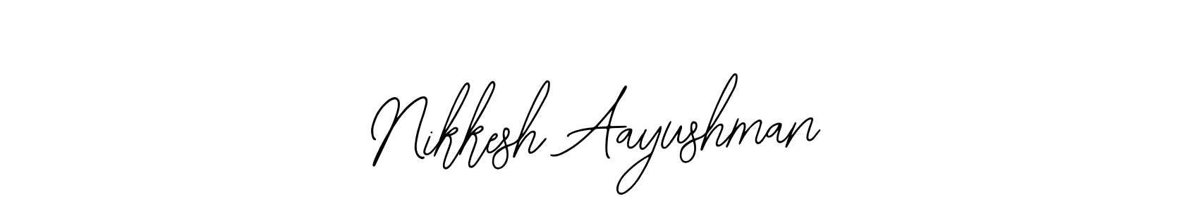 The best way (Bearetta-2O07w) to make a short signature is to pick only two or three words in your name. The name Nikkesh Aayushman include a total of six letters. For converting this name. Nikkesh Aayushman signature style 12 images and pictures png