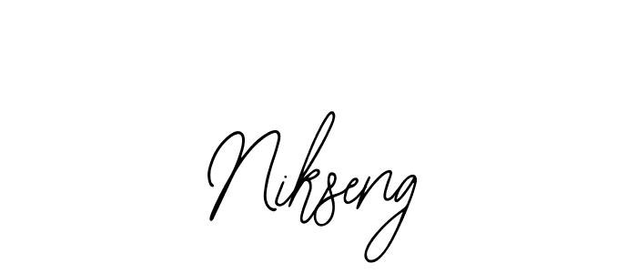 Design your own signature with our free online signature maker. With this signature software, you can create a handwritten (Bearetta-2O07w) signature for name Nikseng. Nikseng signature style 12 images and pictures png