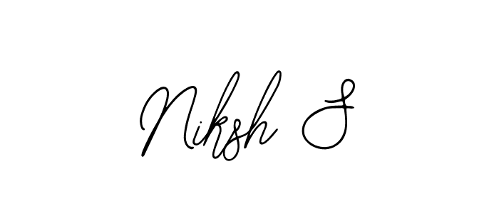 The best way (Bearetta-2O07w) to make a short signature is to pick only two or three words in your name. The name Niksh S include a total of six letters. For converting this name. Niksh S signature style 12 images and pictures png