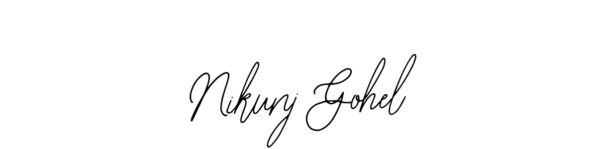 How to make Nikunj Gohel name signature. Use Bearetta-2O07w style for creating short signs online. This is the latest handwritten sign. Nikunj Gohel signature style 12 images and pictures png