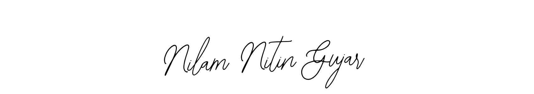 You should practise on your own different ways (Bearetta-2O07w) to write your name (Nilam Nitin Gujar) in signature. don't let someone else do it for you. Nilam Nitin Gujar signature style 12 images and pictures png