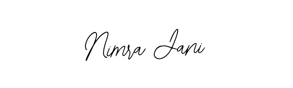 You should practise on your own different ways (Bearetta-2O07w) to write your name (Nimra Jani) in signature. don't let someone else do it for you. Nimra Jani signature style 12 images and pictures png