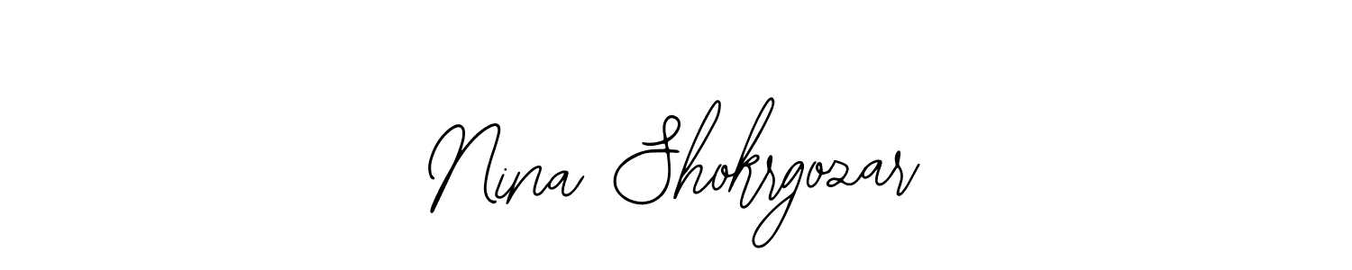 You should practise on your own different ways (Bearetta-2O07w) to write your name (Nina Shokrgozar) in signature. don't let someone else do it for you. Nina Shokrgozar signature style 12 images and pictures png