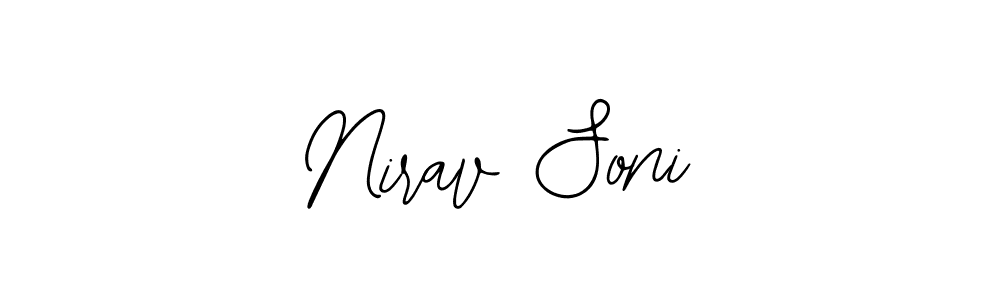 How to make Nirav Soni name signature. Use Bearetta-2O07w style for creating short signs online. This is the latest handwritten sign. Nirav Soni signature style 12 images and pictures png