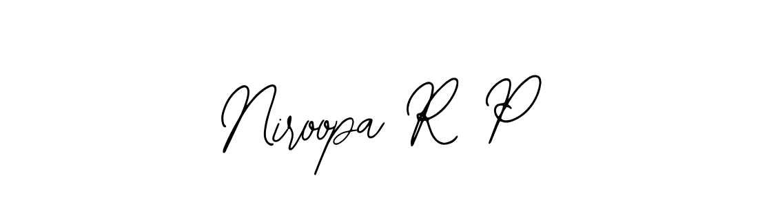 How to make Niroopa R P name signature. Use Bearetta-2O07w style for creating short signs online. This is the latest handwritten sign. Niroopa R P signature style 12 images and pictures png