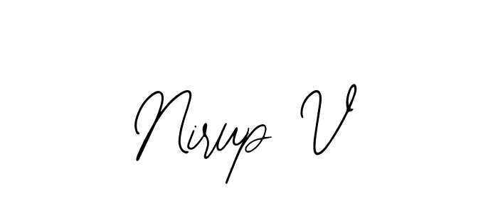 if you are searching for the best signature style for your name Nirup V. so please give up your signature search. here we have designed multiple signature styles  using Bearetta-2O07w. Nirup V signature style 12 images and pictures png