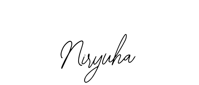 if you are searching for the best signature style for your name Niryuha. so please give up your signature search. here we have designed multiple signature styles  using Bearetta-2O07w. Niryuha signature style 12 images and pictures png