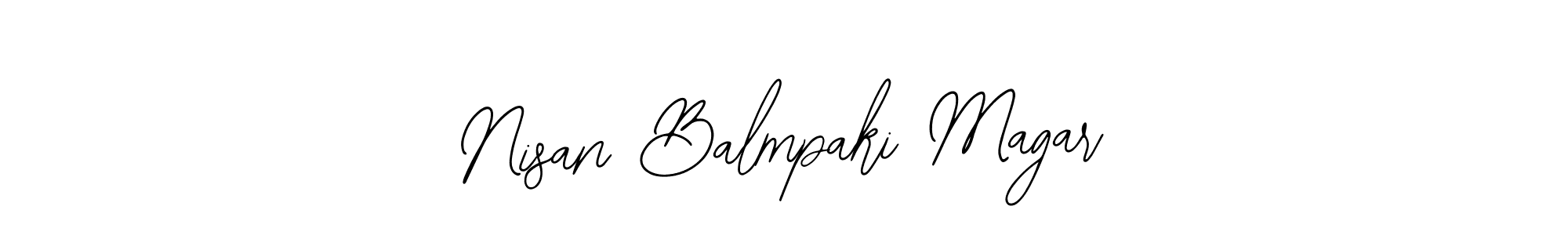 Use a signature maker to create a handwritten signature online. With this signature software, you can design (Bearetta-2O07w) your own signature for name Nisan Balmpaki Magar. Nisan Balmpaki Magar signature style 12 images and pictures png