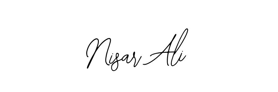 Also You can easily find your signature by using the search form. We will create Nisar Ali name handwritten signature images for you free of cost using Bearetta-2O07w sign style. Nisar Ali signature style 12 images and pictures png