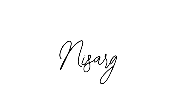 How to make Nisarg name signature. Use Bearetta-2O07w style for creating short signs online. This is the latest handwritten sign. Nisarg signature style 12 images and pictures png