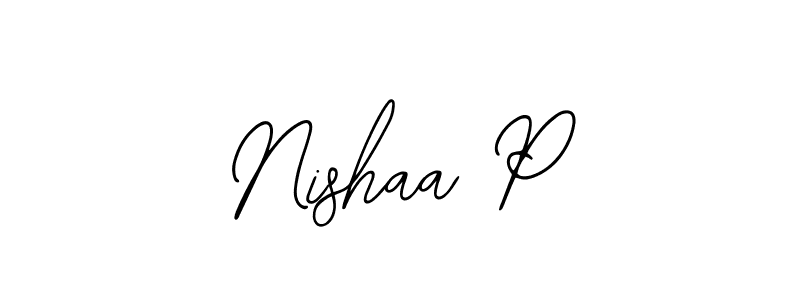 if you are searching for the best signature style for your name Nishaa P. so please give up your signature search. here we have designed multiple signature styles  using Bearetta-2O07w. Nishaa P signature style 12 images and pictures png